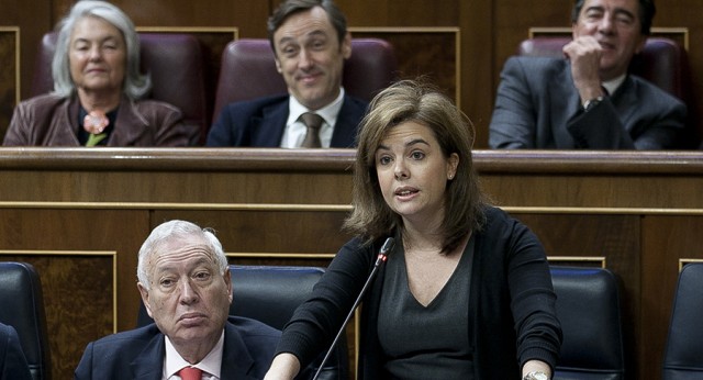 Soraya Sáenz de Santamaría durante su intervención en la Sesión de Control