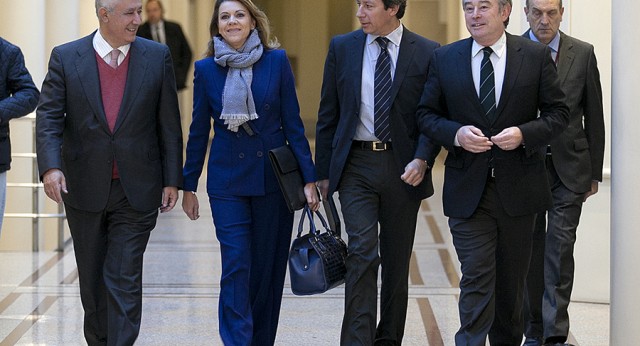 Javier Arenas, María Dolores de Cospedal, Carlos Floriano y José Manuel Barreiro a su llegada al Senado