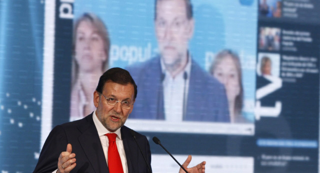 Mariano Rajoy durante su intervención en el acto de presentación de la nueva página web del PP