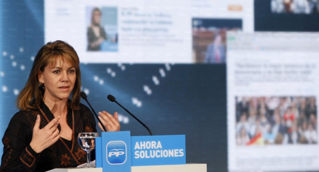 María Dolores de Cospedal durante el acto de presentación de la nueva página web del PP