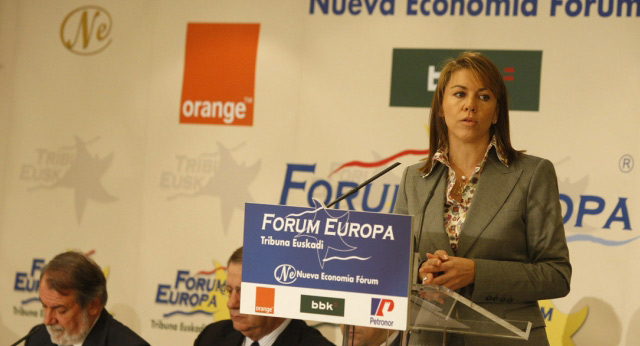 María Dolores de Cospedal durante su intervención en el Forum Europa