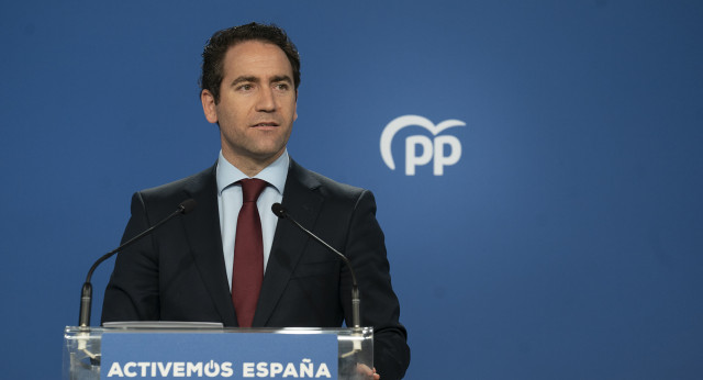 Garcia Egea en rueda de prensa tras el Comité de Dirección del PP