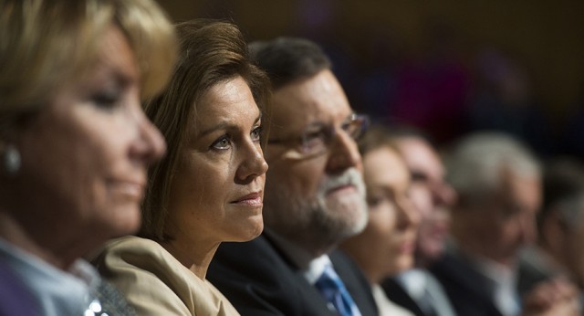 Esperanza Aguirre, María Dolores de Cospedal y Mariano Rajoy en la clausura