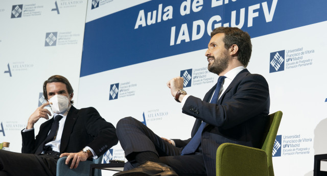 Pablo Casado, junto a José María Aznar, en el Aula de Liderazgo del Instituto Atlántico de Gobierno con un diálogo sobre “España, Constitución y Libertad” 