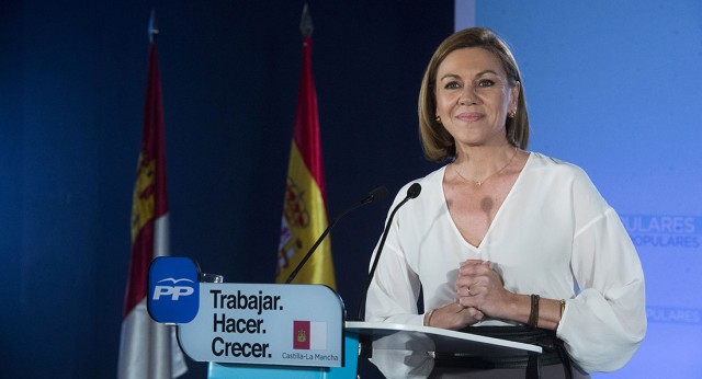 Mª Dolores de Cospedal, candidata a la Presidencia de Castilla la Mancha en un momento de su intervención