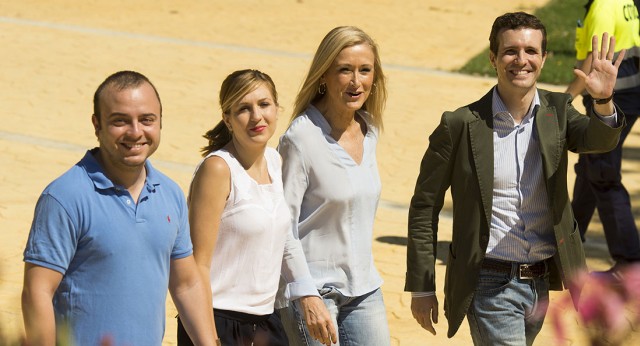 Pablo Casado, Cristina Cifuentes, Ángel Carromero y Ana Isabel Pérez, en la clausura del Campus de Verano de NNGG Madrid