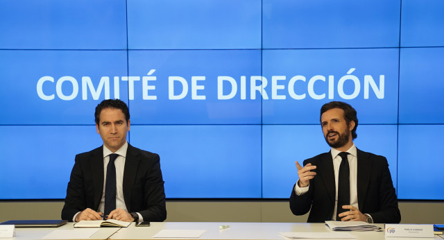 Pablo Casado y Teodoro García Egea en el Comité de Dirección del Partido Popular