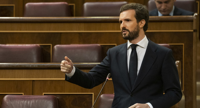 El presidente del Partido Popular, Pablo Casado, en la Sesión de Control al Gobierno