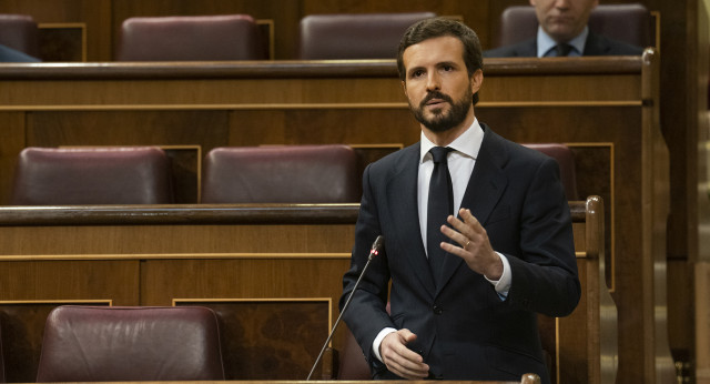 El presidente del Partido Popular, Pablo Casado, en la Sesión de Control al Gobierno