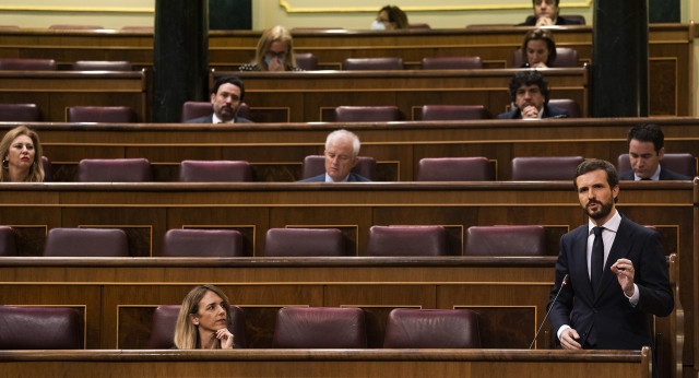 El presidente del Partido Popular, Pablo Casado, en la Sesión de Control al Gobierno