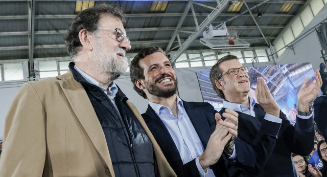 Pablo Casado, Mariano Rajoy y Alberto Núñez Feijóo 
