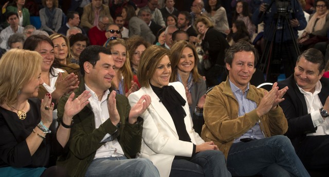 Juanma Moreno, Mª Dolores de Cospedal, Carlos Floriano y Antonio Sanz en el acto "Cuestión de iguales" 