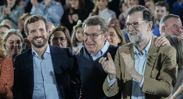 Pablo Casado, Mariano Rajoy y Alberto Núñez Feijóo