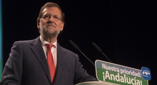 El Presidente del Gobierno y del Partido Popular, Mariano Rajoy, durante su intervención en el acto de presentación