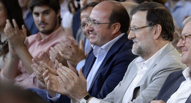 Mariano Rajoy y Pedro Antonio Sanchez en Murcia