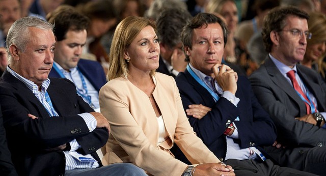 Javier Arenas, María Dolores de Cospedal, Carlos Floriano y Alberto Núñez-Feijóo durante la inauguración