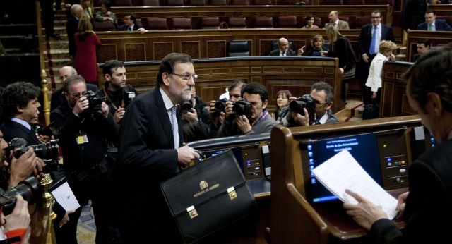 Mariano Rajoy a su llegada al hemiciclo  en el DEN 2015