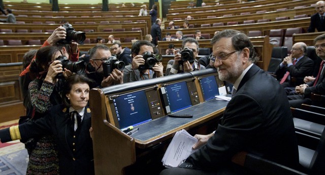 Mariano Rajoy en su escaño  en el DEN 2015