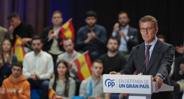 El presidente del Partido Popular, Alberto Núñez Feijóo, en un acto en Oviedo