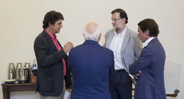 Mariano Rajoy, José María Aznar y Jorge Moragas