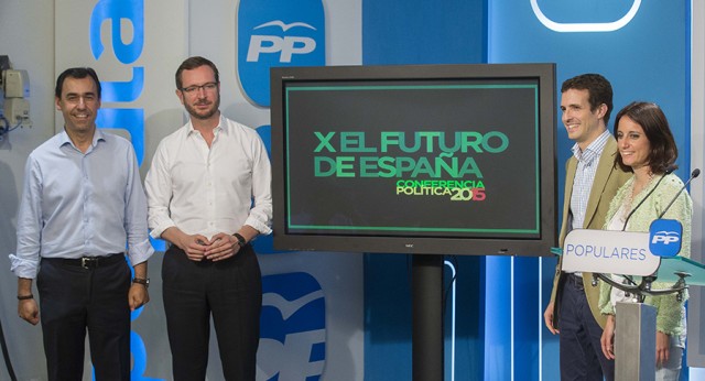 Fernando Martínez-Maíllo, Javier Maroto, Pablo Casado y Andrea Levy presentan el lema de la Conferencia Política: X el Futuro de España