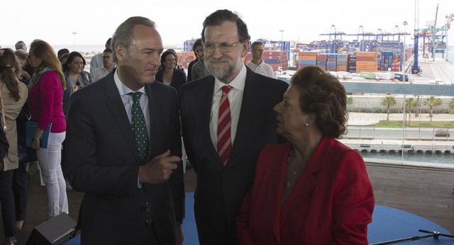 Mariano Rajoy con Alberto Fabra y Rita Barberá