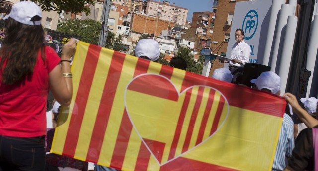 Mariano Rajoy en un acto de campaña en Badalona