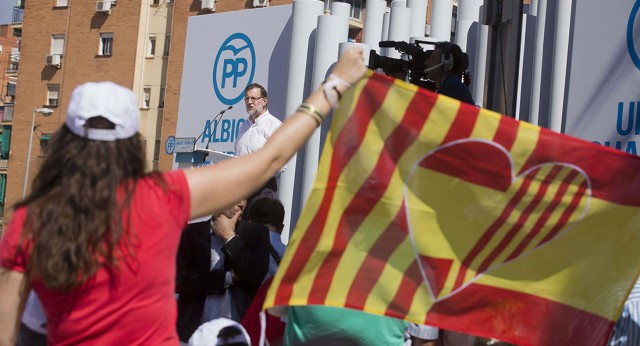 Mariano Rajoy en un acto de campaña en Badalona