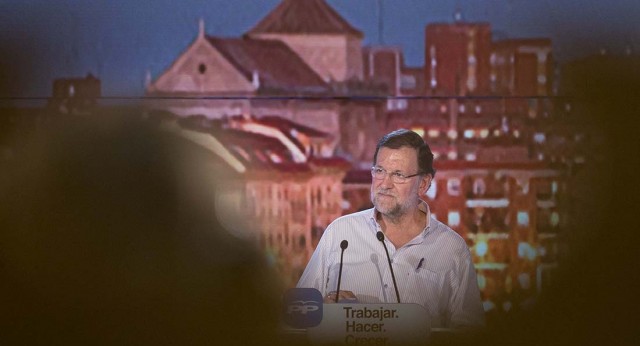 El Presidente del Gobierno y del PP, Mariano Rajoy durante su intervención