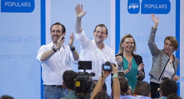 Mariano Rajoy junto a José Ramón Bauzá, María Salom y Margalida Duran en Mallorca