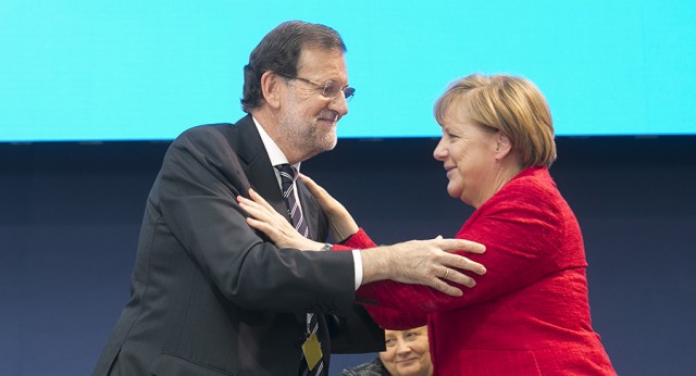 Mariano Rajoy con Angela Merkel 