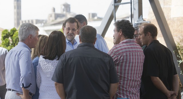 Mariano Rajoy y Xavi García Albiol con los regantes de Segarra-Garrigues