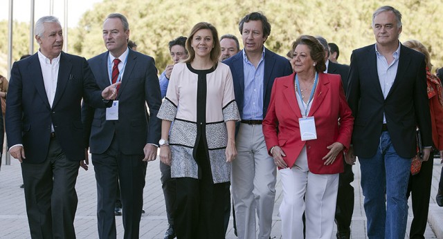 Javier Arenas, Alberto Fabra, María Dolores de Cospedal, Carlos Floriano, Rita Barberá y Esteban González Pons