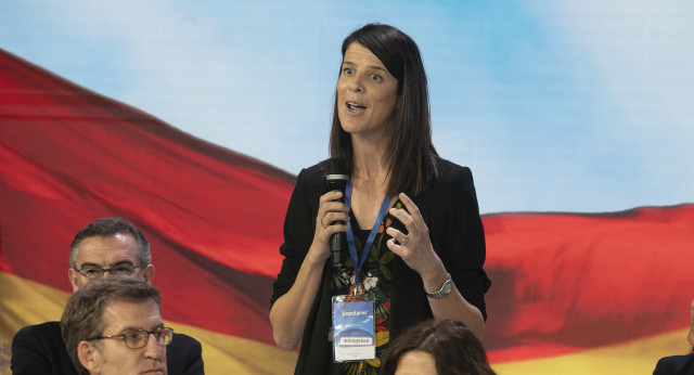 La candidata del PP en Cantabria, Ruth Beitia, durante su intervención en la Convención Nacional