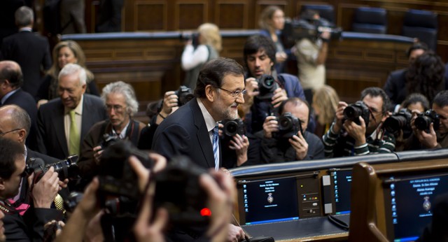 Mariano Rajoy llegando a su escaño durante el DEN 2014 