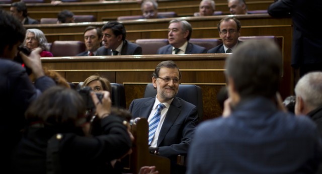 Mariano Rajoy en su escaño durante el DEN 2014 