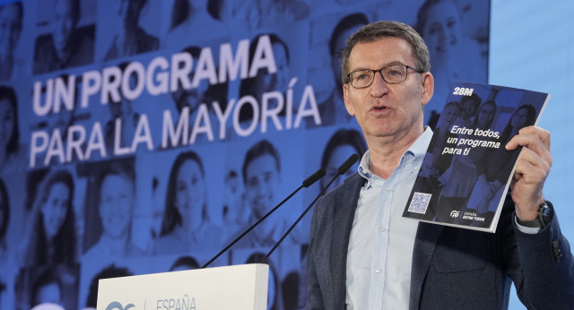 Alberto Núñez Feijóo en el acto de presentación del programa marco para las elecciones del 28M