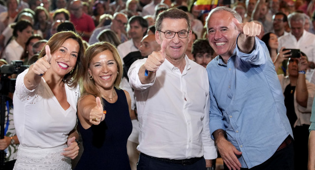 Feijóo en un mitin del PP en Zaragoza.
