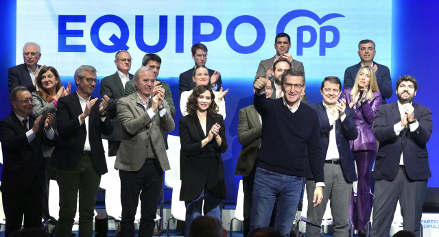 Alberto Núñez Feijóo durante su intervención en la presentación de candidatos autonómicos para el 28M