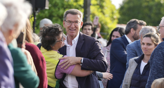 El presidente del PP, Alberto Núñez Feijóo, durante el mitin celebrado en Ferrol