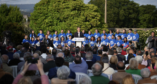 El presidente del PP, Alberto Núñez Feijóo, durante el mitin celebrado en Ferrol