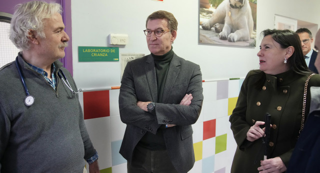 El presidente del Partido Popular, Alberto Núñez Feijóo, visita la Fundación Once del Perro Guía