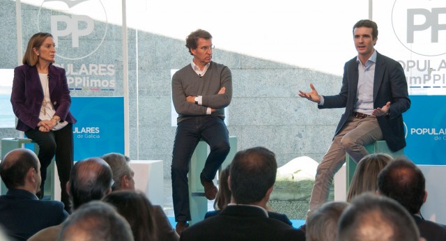 Pablo Casado, Ana Pastor, y Alberto Núñez Feijóo participan en el acto "CumPPlimos" celebrado en Vigo