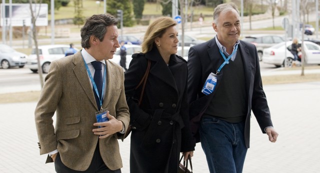 Pons, Floriano y Cospedal llegando a la Convención en Valladolid