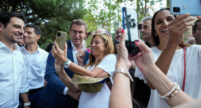 El presidente del PP, Alberto Núñez Feijóo, durante el acto celebrado en Castelldefels