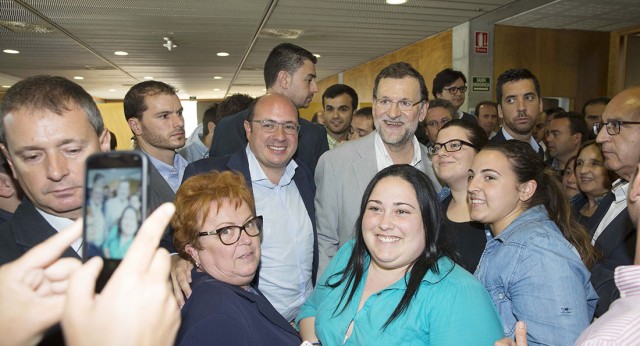 Mariano Rajoy y Pedro Antonio Sanchez en Murcia