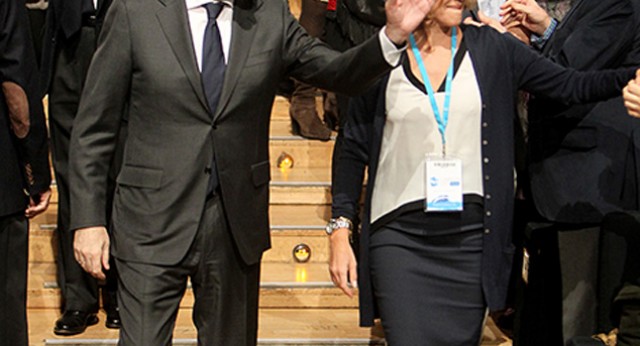 María Dolores de Cospedal y Mariano Rajoy entrando en el Plenario de la Convención Nacional