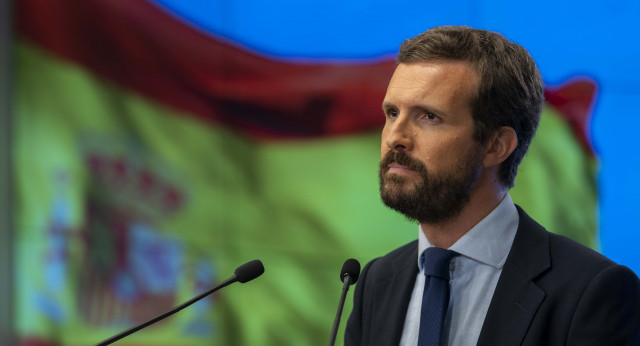 El presidente del Partido Popular, Pablo Casado, en su intervención ante la Junta Directiva Nacional