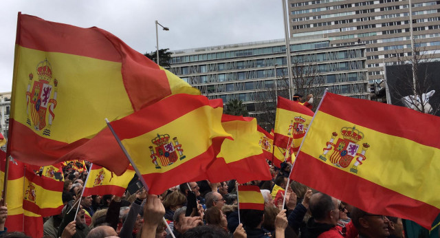 Concentración “Por una España unida ¡Elecciones ya!”, hoy en la Plaza de Colón de Madrid.