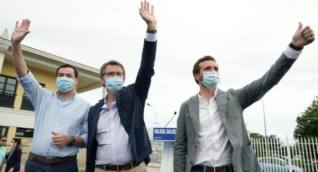 Pablo Casado desde Galicia junto a Feijóo y Juanma Moreno